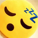 Soft Smiley Emoticon Yellow Round Cushion Pillow Stuffed Plush Toy Doll (Sleepy)